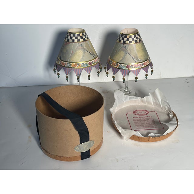 1970s 1970s McKenzie and Childs Original Handpainted Kamp Shades Pair in Box For Sale - Image 5 of 9