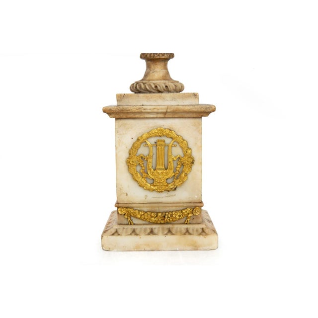 Pair Charles X Bronze-Mounted & Carved Alabaster Vases For Sale - Image 4 of 12