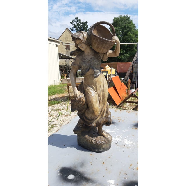 "Gypsy" earthenware sculpture signed: Goldecheider with sales stamp: Koen, Height: 87 cm, length and width: 28 cm x 21 cm,...