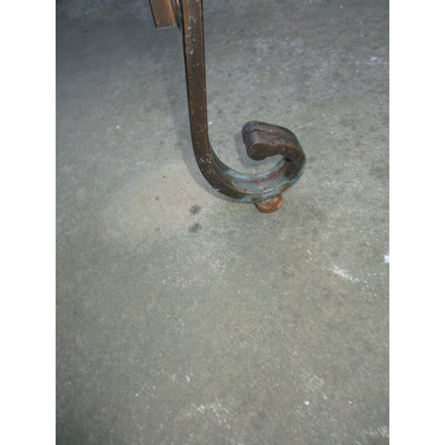 Vintage French Ornate Iron With Marble and Glass Top Console Table For Sale - Image 9 of 18