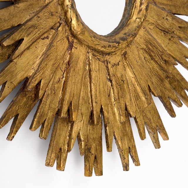 Spanish Mid-Century Modern Giltwood Sunburst Mirror, Circa 1980 For Sale - Image 9 of 9
