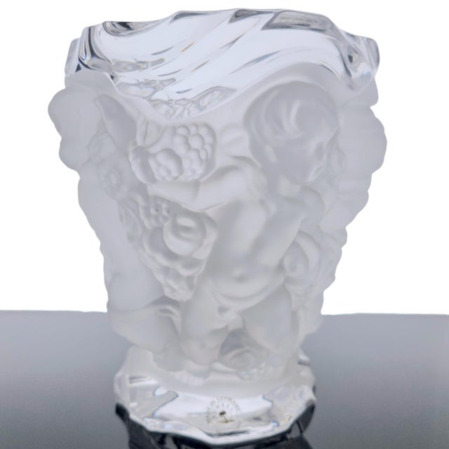 Glass Bombay Company German Frosted Cherub Lead Crystal Vase 7.25" For Sale - Image 7 of 12