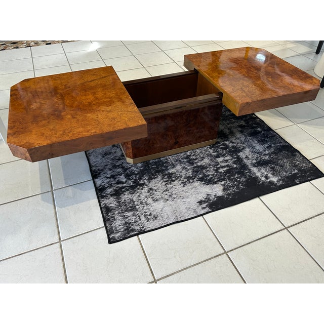 1970s Vintage French Coffee Table in Elm Burl Wood, 1970 For Sale - Image 5 of 18