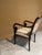 Modern Late 20th Century Empire Revival Faiteuil Carved Mahogany & Brocade Armchair For Sale - Image 3 of 11