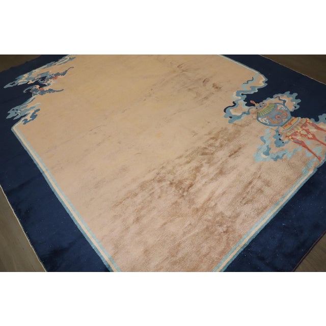 Chinese Antique Zabihi Collection Chinese Art Deco Carpet - 8'5" x 10'2" For Sale - Image 3 of 8
