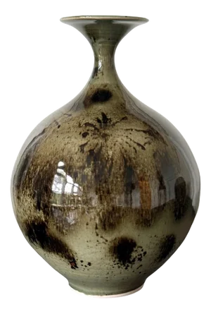 Early Ceramic Vase With Unique Glaze Pattern by Brother Thomas Bezanson