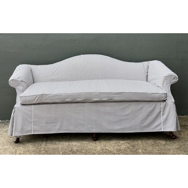 Vintage Hickory Chair Tie Back Slipcovered Camelback Sofa For Sale - Image 11 of 13