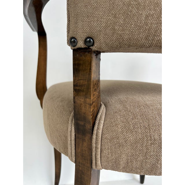 French Art Deco Beech Wood Armchairs by Jean Pascaud, Two Pairs Available C1940s For Sale - Image 13 of 14