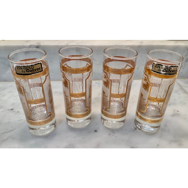 “Elvis Presley” Mid 20th Century Culver 22k Gold Shot Glasses – Graceland Provenance for Palm Beach Regency, Retro Decor - Set of 4 - See Pics! For Sale In New Orleans - Image 6 of 9