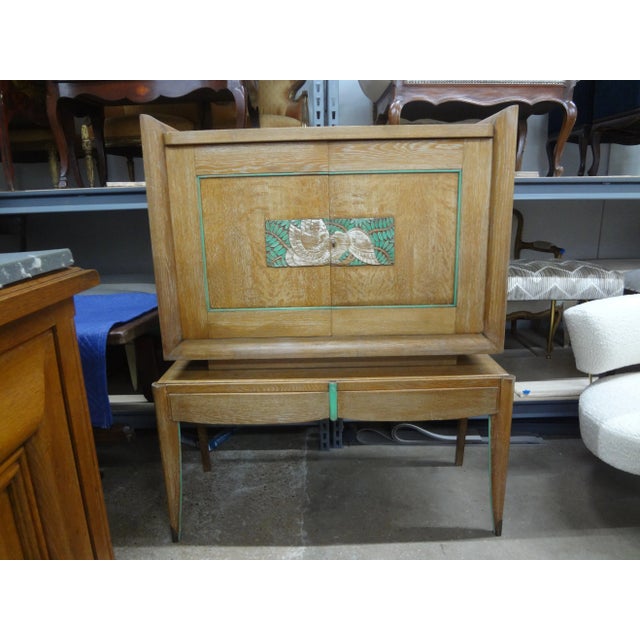 1940s Pair of French Modern Cerused Oak Cabinets Attributed to Jules Leleu For Sale - Image 12 of 12