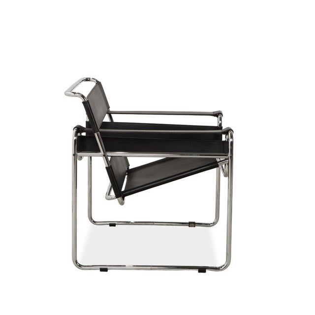 Vintage Bauhaus Wassily Armchair in Black Leather by Marcel Breuer for Knoll Inc. / Knoll International For Sale - Image 9 of 12