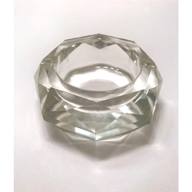 Transparent Mid-Century Modern Faceted Murano Glass Ashtray, Italy 1950s For Sale - Image 8 of 13