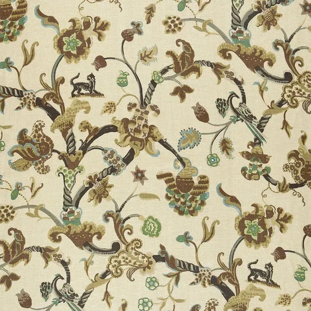 Based on a 1930s hand-block print in our archives, this tree of life pattern depicts branches with fanciful birds and...