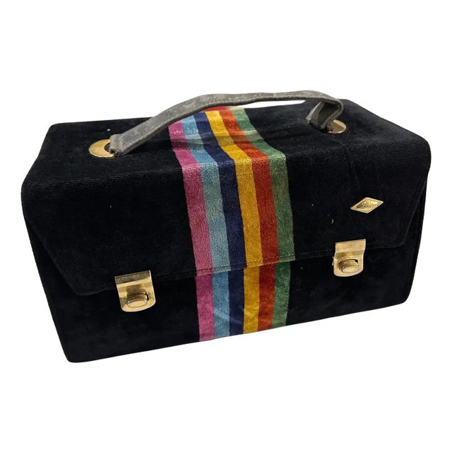 A Vintage 1980s Velvet Italian Beauty Case by Leda For Sale