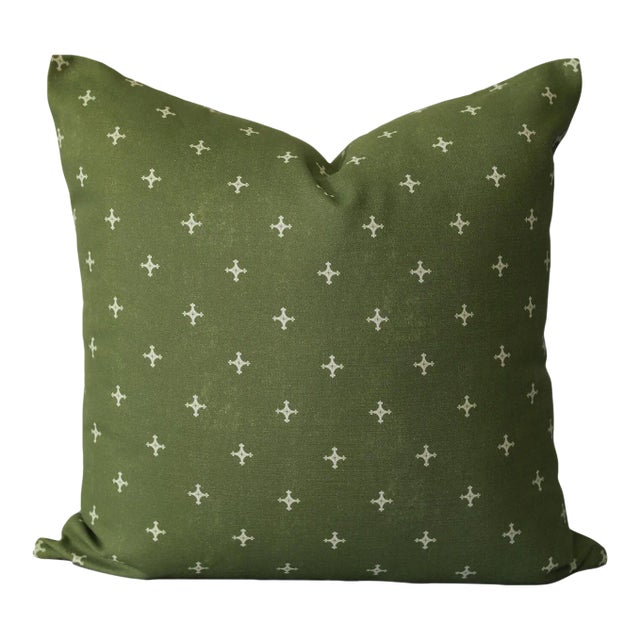 Savannah Cross // Fern by Lauren Servati Textiles Pillow For Sale