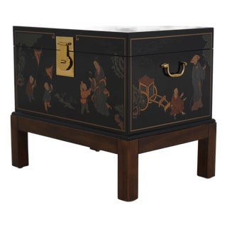 Drexel Chinoiserie Decorated Lift Top Box Stand For Sale