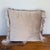 Square velveteen pillow in a soft taupe, sometimes called mushroom or oyster gray. 3.5” silky fringe in a matching shade...
