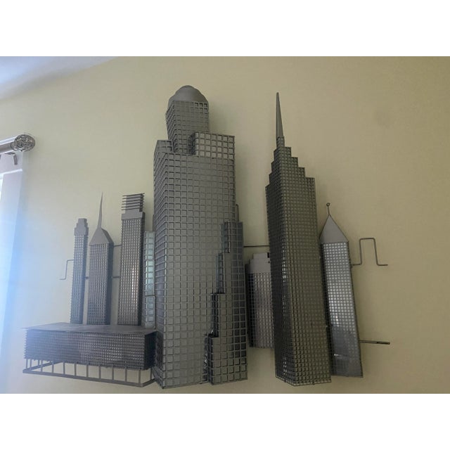 Curtis Jere Mid Century C Jere Sculpture New York Cityscape Metal Grid 3d Wall Art Sculpture For Sale - Image 4 of 10