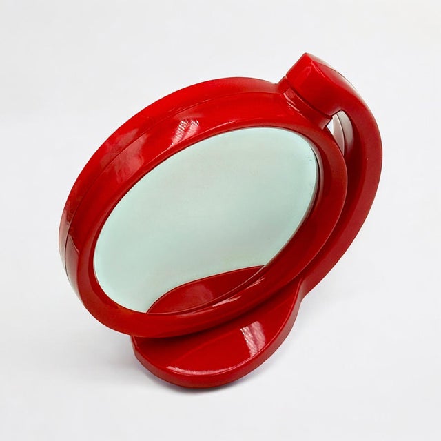 Space Age Red Rotating Vanity Mirror, 1970s For Sale - Image 9 of 12