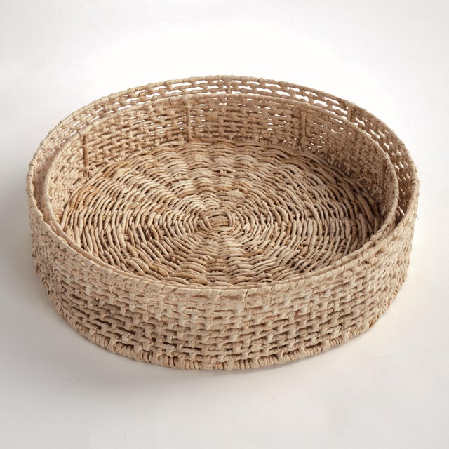 Juliet Abaca Round Trays, Set Of 2 For Sale In Chicago - Image 6 of 7