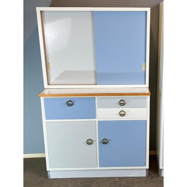 Kitchen Cabinets with Blue-Grey Mottled Formica Top, 1960s, Set of 2 For Sale - Image 17 of 17