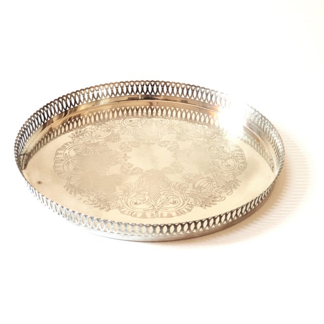 Vintage Silver-Plated Metal Tray, 1960s For Sale - Image 6 of 9
