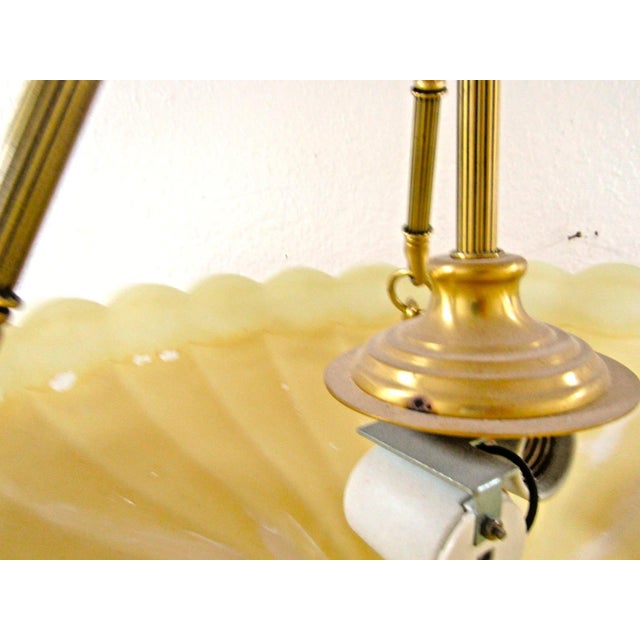 Elegant Lenox Quoizel Scalloped Shell Inspired Brass Accent Pendant Chandelier For Sale - Image 12 of 18