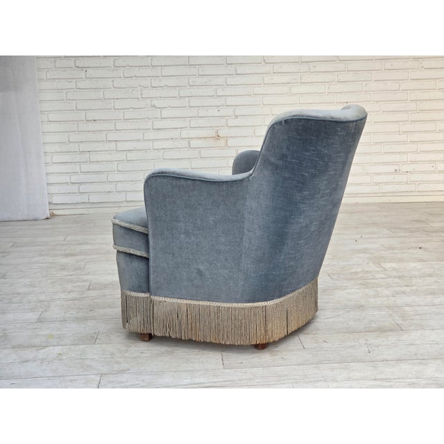 Vintage Danish Lounge Chair in Furniture Velour and Beech Wood, 1960s For Sale - Image 6 of 18