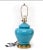 Glass Vintage Teal and Brass Lamp For Sale - Image 7 of 8