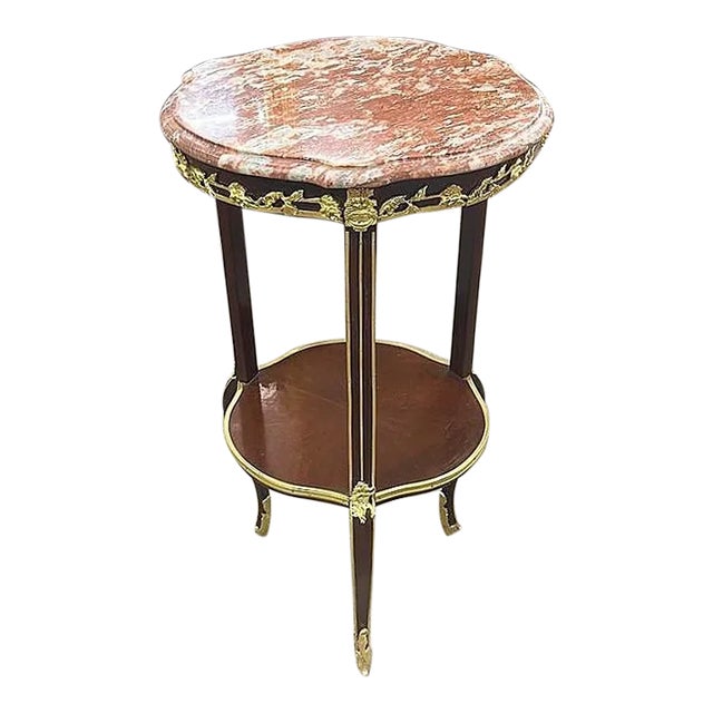 Baroque Style Side Table Marble Topped For Sale
