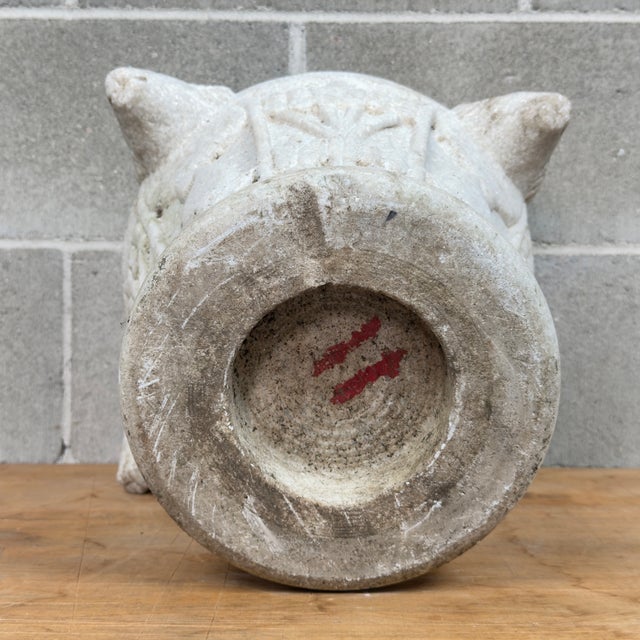 Stone Large Antique White Marble Vase with Carved Ram's Head, 20th Century For Sale - Image 7 of 13