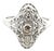 Mid 20th Century 14k White Gold Diamond Filigree Ring, Size 7.25 For Sale