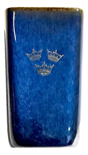 1960s Gustavsberg Sweden Argenta Lagun Vase With Silver Crown Inlay Designed by Sven Jonson