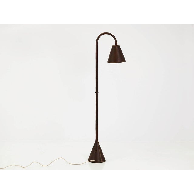 Reading Floor Lamp in Leather by Jacques Adnet for Valenti, Spain, 1970s For Sale - Image 11 of 11