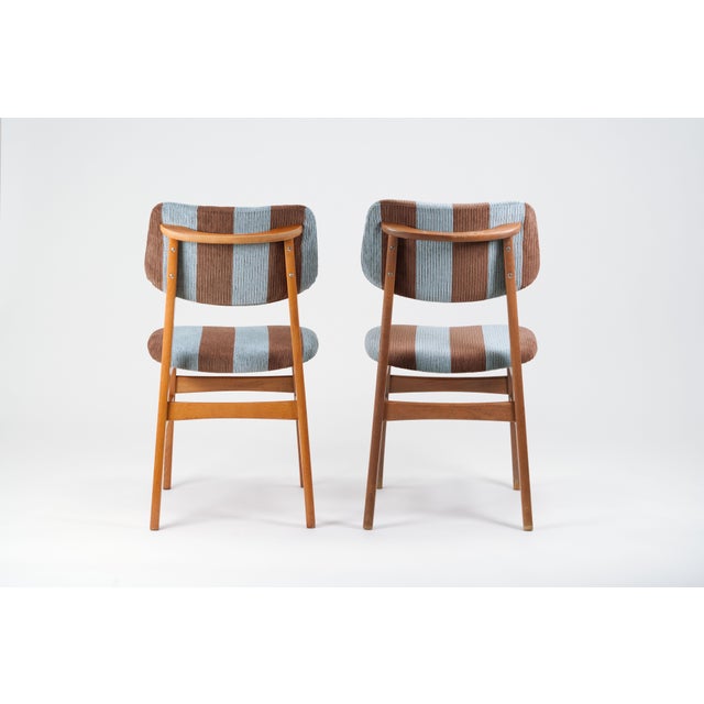 1960s Mid-Century Modern Dining Room Chairs in Beech and Corduroy, 1950s, Set of 2 For Sale - Image 5 of 17
