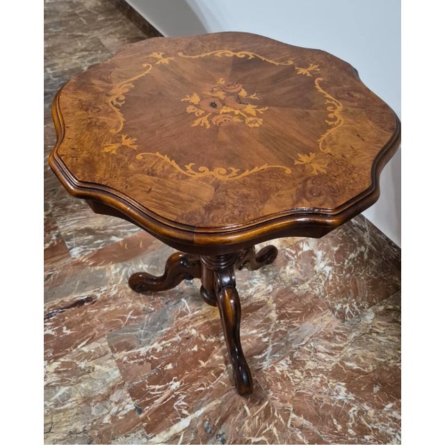 Mid-20th Century Italian Rococo Revival Marquetry Side Table For Sale - Image 4 of 5