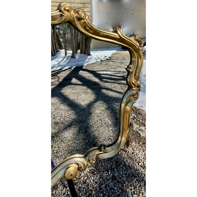1980s Rococo Revival Wall Mirror French Gilt Gold Shellwork & Scrolls 43" Wide For Sale - Image 4 of 7