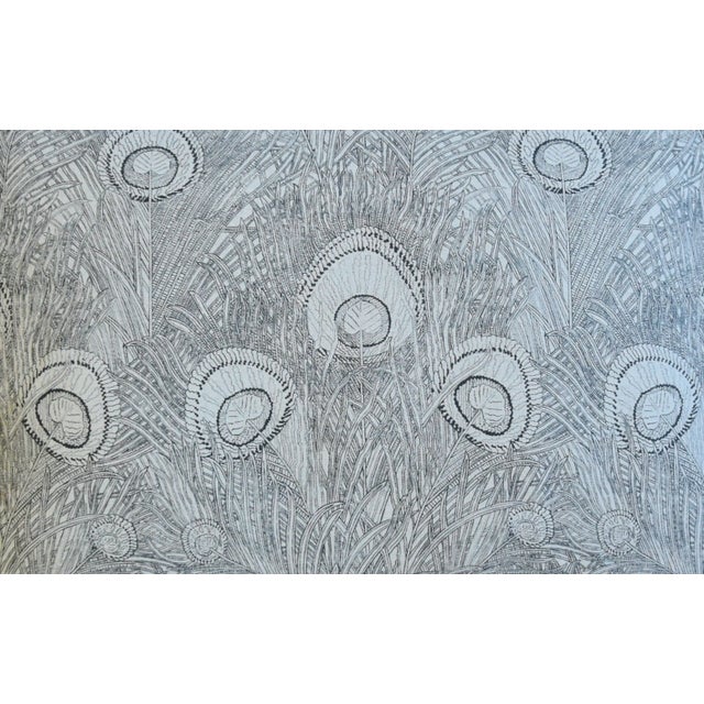 Designer Peacock Feather Linen Feather/Down Pillows 22" X 16" - Pair For Sale - Image 4 of 13