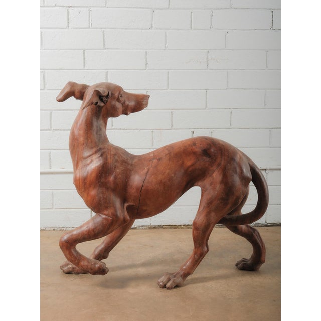 2020s Hand-Carved Wooden Dog Sculpture in Dynamic Running Pose For Sale - Image 5 of 5