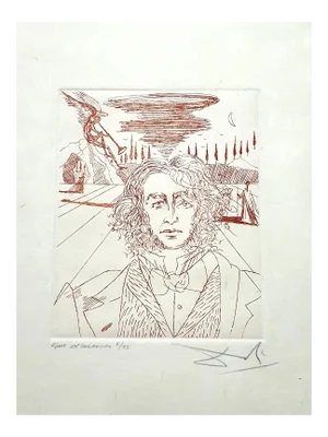 Salvador Dali, Henry Wadsworth Longfellow, Hand Signed Etching, 1967