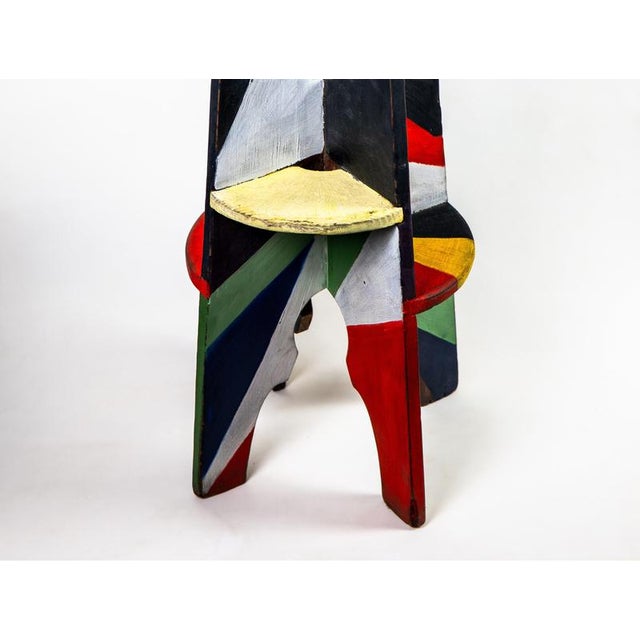 Futurist Stool in Tempera on Wood by Vittorio Osvaldo Tommasini for Farfa, 1920s For Sale - Image 3 of 11