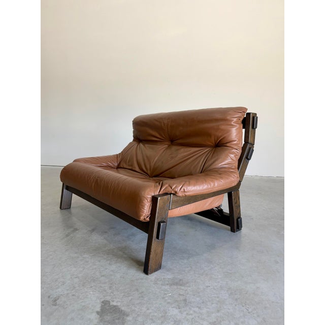 Mid-Century Modern 1970s Gerard Van Den Berg for Montis Attrb Dutch Brutalist Leather Sofa For Sale - Image 3 of 12