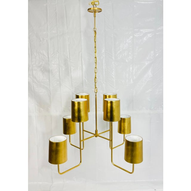 A refined and sculptural 8-light chandelier designed by Barbara Barry for Visual Comfort, part of the celebrated Go...