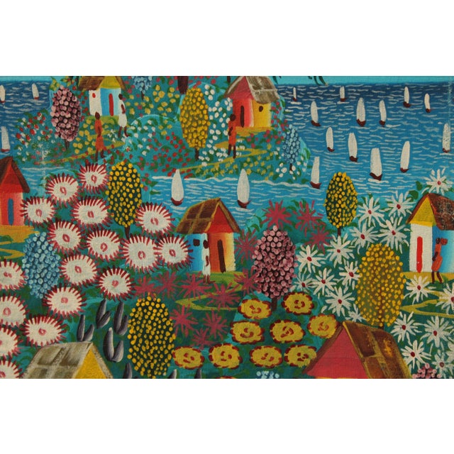 Harold St. Jean Haitian Seaside Village Oil Painting For Sale - Image 11 of 12