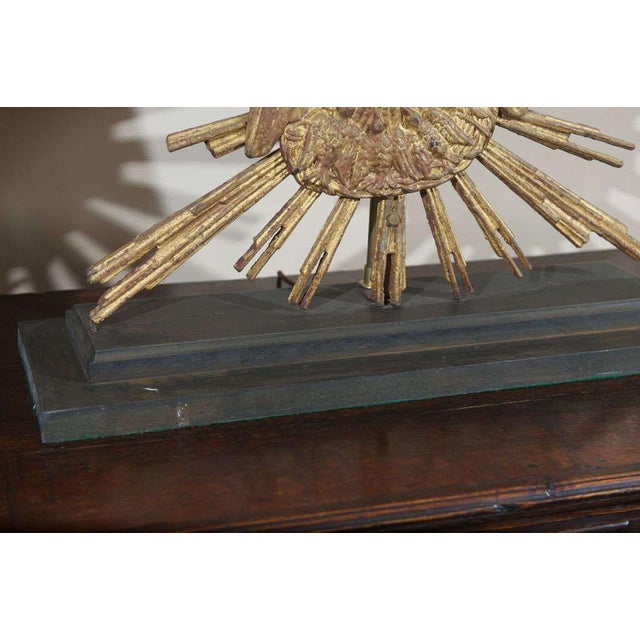Baroque Carved Giltwood Sunburst Mounted as a Lamp For Sale - Image 3 of 8