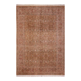Floral 1990's Pak-Persian Dark Tan/Tan Wool Rug - 9'3'' X 11'10'' For Sale