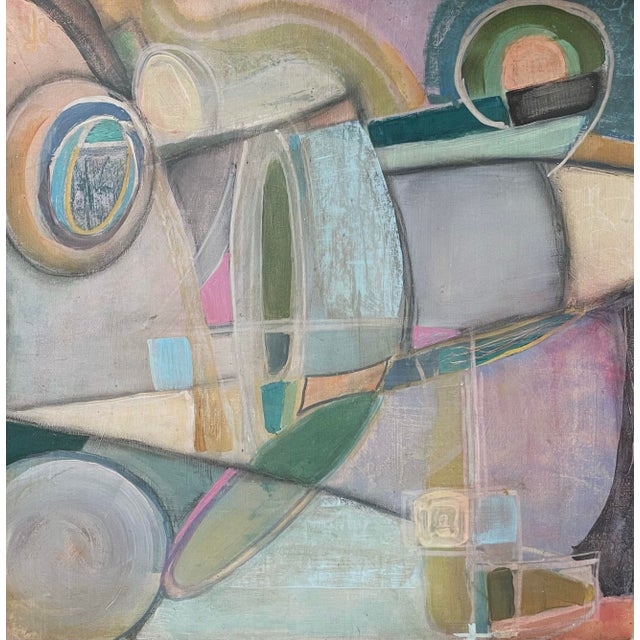 Set of 2 Original Abstract Paintings, Acrylic and Ink on Wood Panels. For Sale - Image 11 of 12