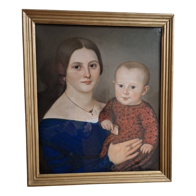 Krüger, Mother with Child, 1870s, Gouache, Framed For Sale