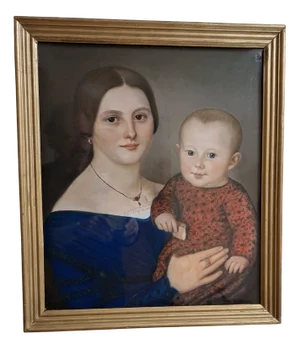 Krüger, Mother with Child, 1870s, Gouache, Framed