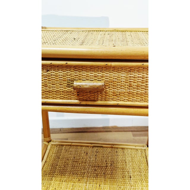 Mid-Century Modern Bamboo and Wicker Bedside Tables, Italy, 1970s, Set of 2 For Sale - Image 11 of 18